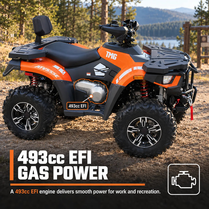 493cc ATV with On-Demand 4WD, Locking Differential, Trailer Hitch, Cargo Racks, and LED Lighting TMG-ATV555