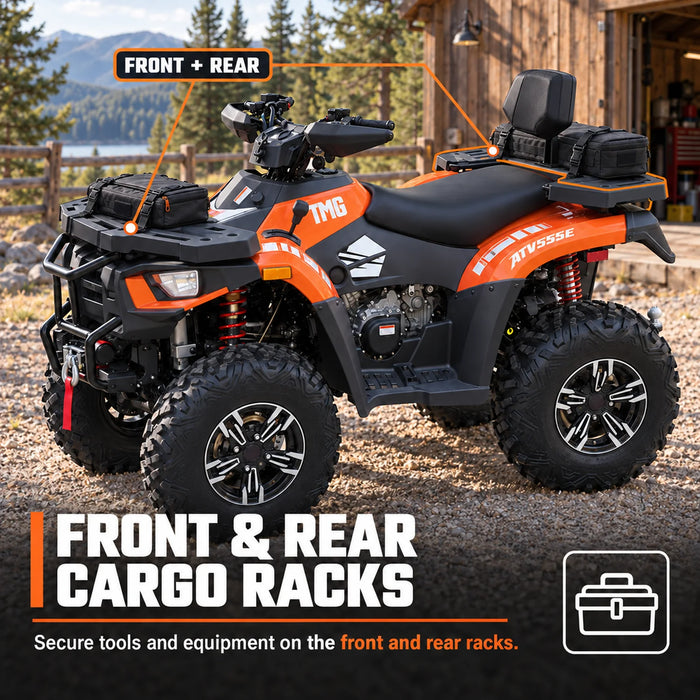 493cc ATV with On-Demand 4WD, Locking Differential, Trailer Hitch, Cargo Racks, and LED Lighting TMG-ATV555