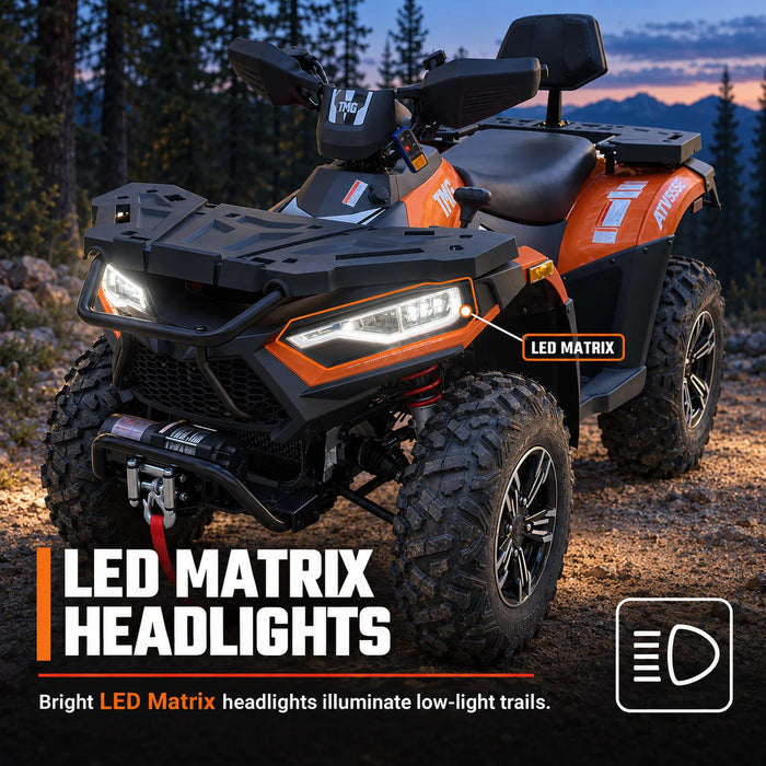 493cc ATV with On-Demand 4WD, Locking Differential, Trailer Hitch, Cargo Racks, and LED Lighting TMG-ATV555