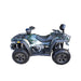 Side profile of green 2-up seating ATV with rear backrest.