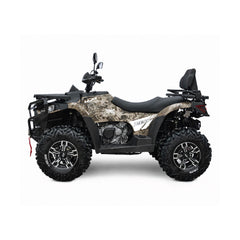 VTT 585cc avec 4x4 à la demande, direction assistée électrique (EPS), transmission CVTech, siège et dossier biplaces, différentiels verrouillables et attache-remorque TMG-ATV765