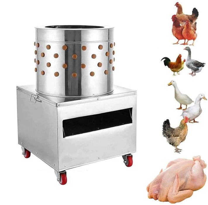 Machine à plumer le poulet TMG Industrial 23 ", tambour en acier inoxydable, roulettes, goulotte de décharge de plumes, TMG-CP23