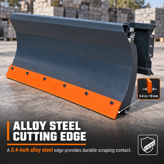 48" Mini Skid Steer Dozer Blade / Snow Pusher, 30° Left & Right, Bolt-On Cutting Edge, Bobcat Mini Quick Mount, TMG-DB48BM