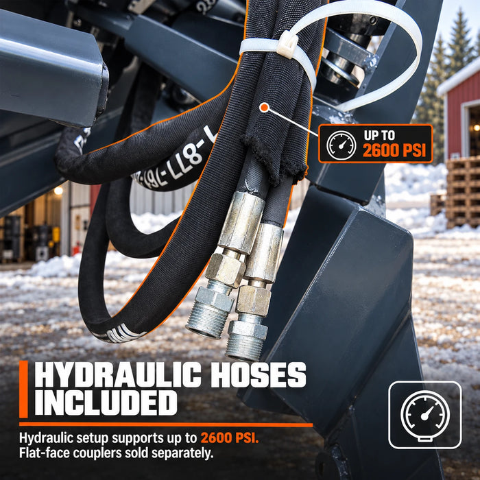 48" Mini Skid Steer Dozer Blade / Snow Pusher, 30° Left & Right, Bolt-On Cutting Edge, Bobcat Mini Quick Mount, TMG-DB48BM