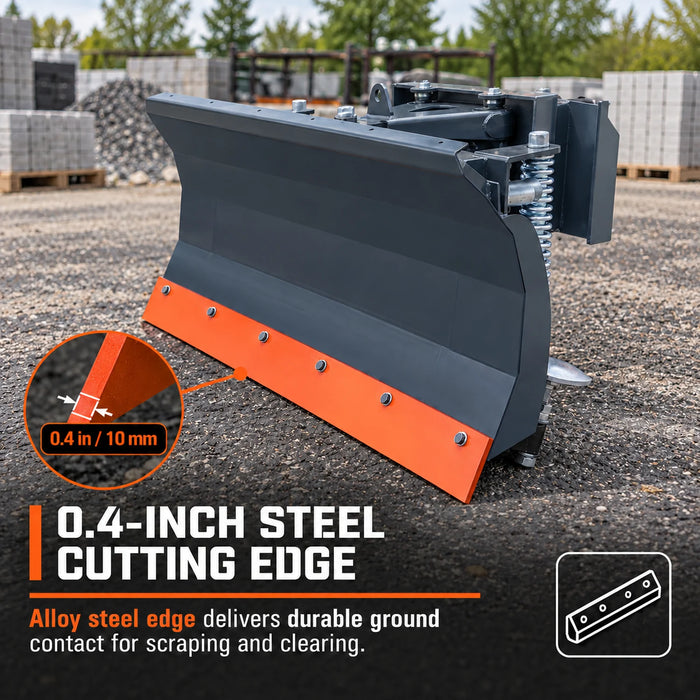48" Mini Skid Steer Dozer Blade / Snow Pusher, 30° Left & Right, Bolt-On Cutting Edge, Toro-Style Mount, TMG-DB48TM