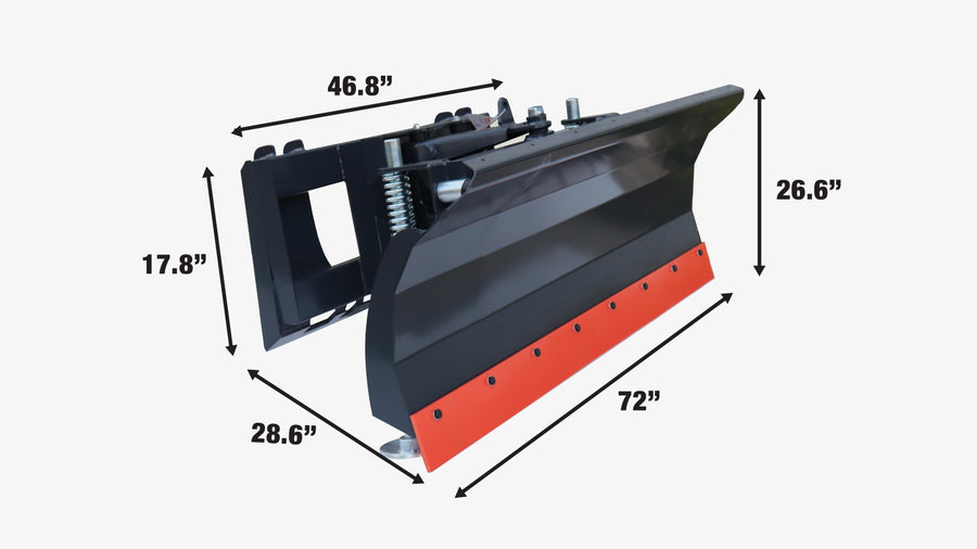 72" Skid Steer Dozer Blade Snow Pusher, Bolt-On Cut Edge, Skid Shoes, Left & Right, TMG-DB72