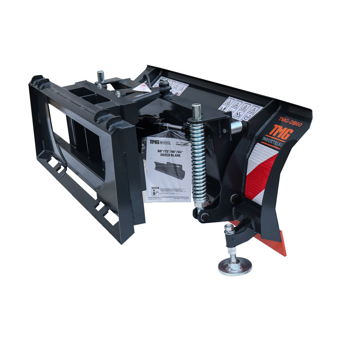 60" Skid Steer Dozer Blade Snow Pusher, Bolt-On Cut Edge, Skid Shoes, Left & Right, TMG-DB60