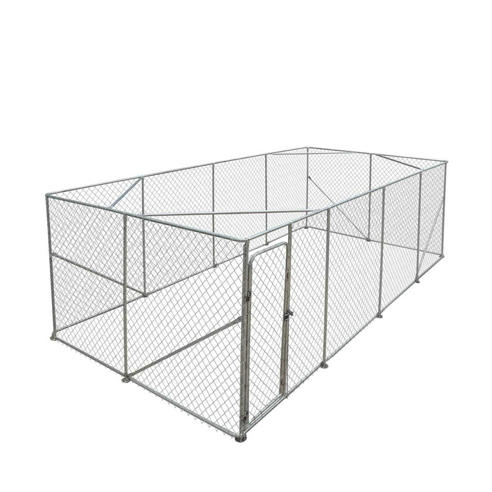 TMG Industrial 10’ x 20’ Outdoor Dog Kennel Playpen, Outdoor Dog Runner, Pet Exercise House, Lockable Gate, 6’ Chain-Link Fence, TMG-DCP1020