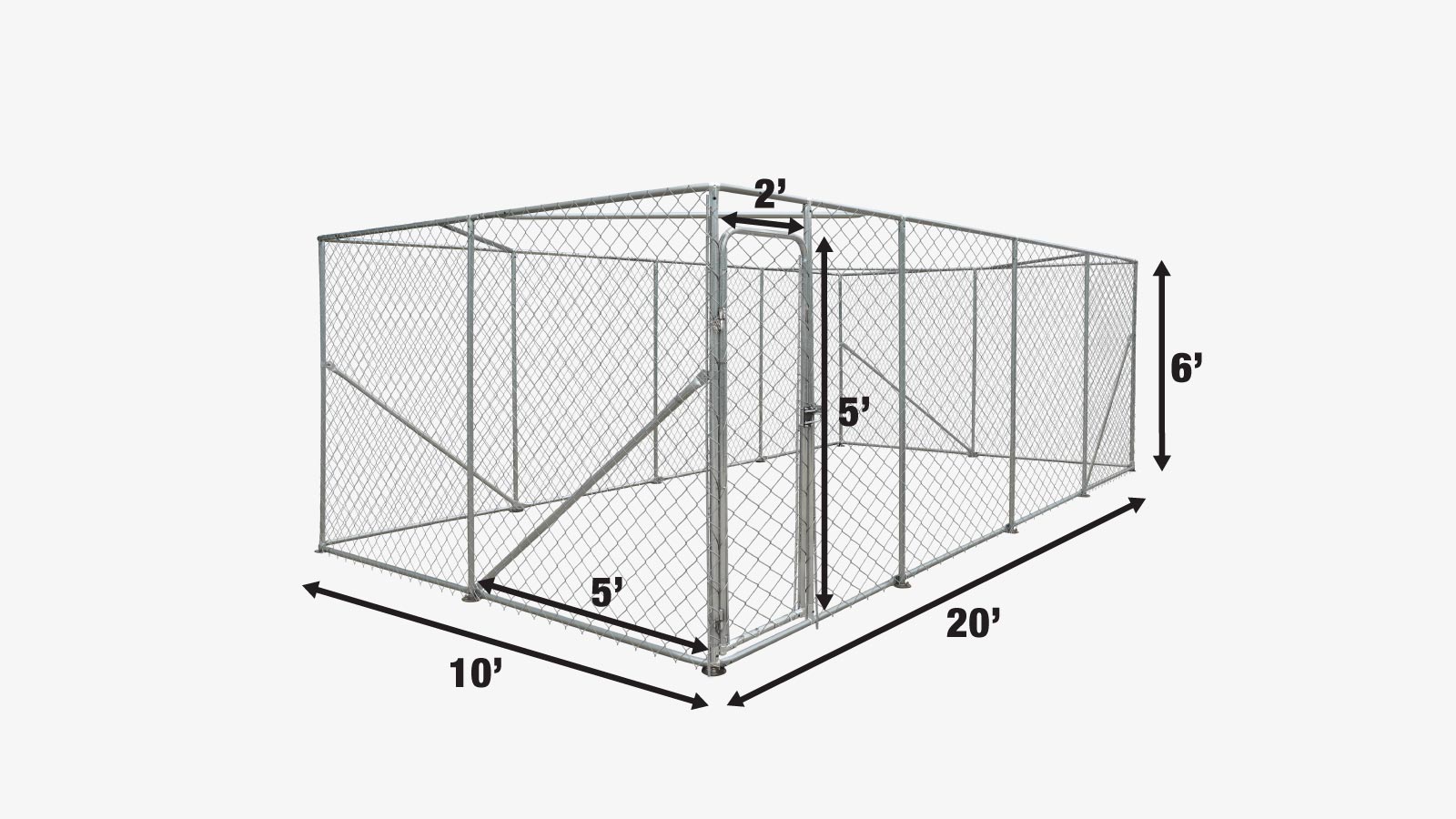 TMG Industrial 10’ x 20’ Outdoor Dog Kennel Playpen, Outdoor Dog Runner, Pet Exercise House, Lockable Gate, 6’ Chain-Link Fence, TMG-DCP1020-specifications-image