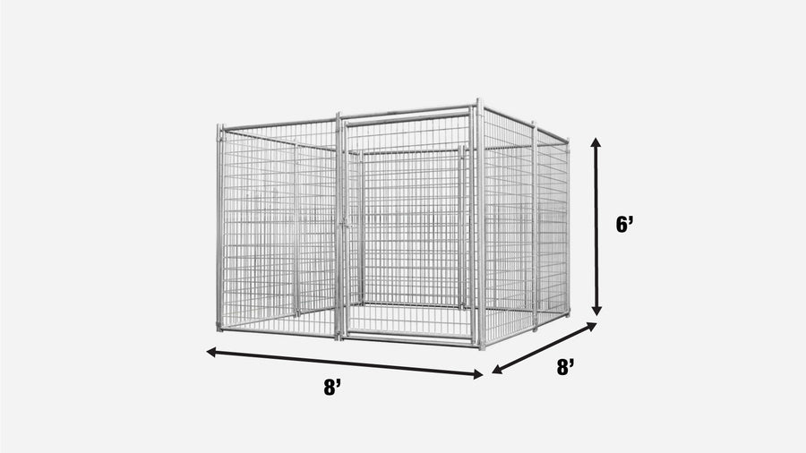 8' x 8' Galvanized Dog Kennel, Easy Assembly, Weather-Resistant, TMG-DCP08