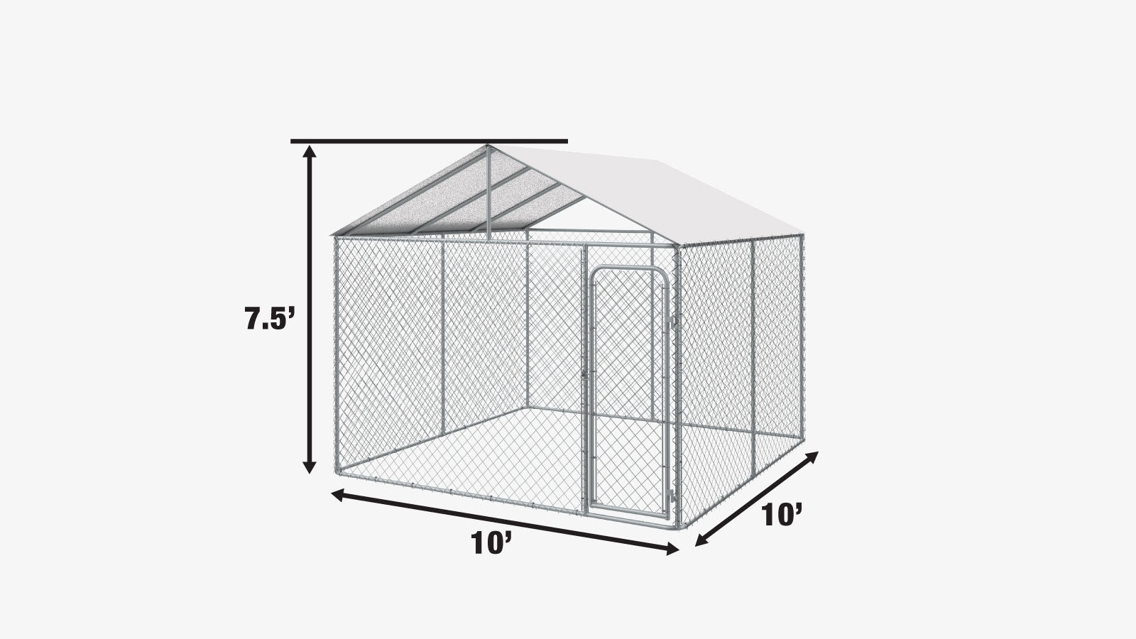TMG Industrial 10' x 10' Outdoor Dog Kennel Playpen with Cover, Outdoor Dog Runner, Pet Exercise House, Lockable Gate, 6' Chain-Link Fence, TMG-DCP1010-specifications-image