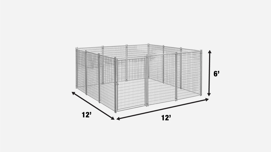 12' x 12' Galvanized Dog Kennel, Easy Assembly, Weather-Resistant, TMG-DCP12 (Discontinued – No Longer Available)