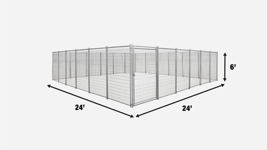 Enclos pour chiens galvanisé de 24' x 24', facile à assembler, résistant aux intempéries, TMG-DCP24 (Article abandonné – n'est plus disponible)