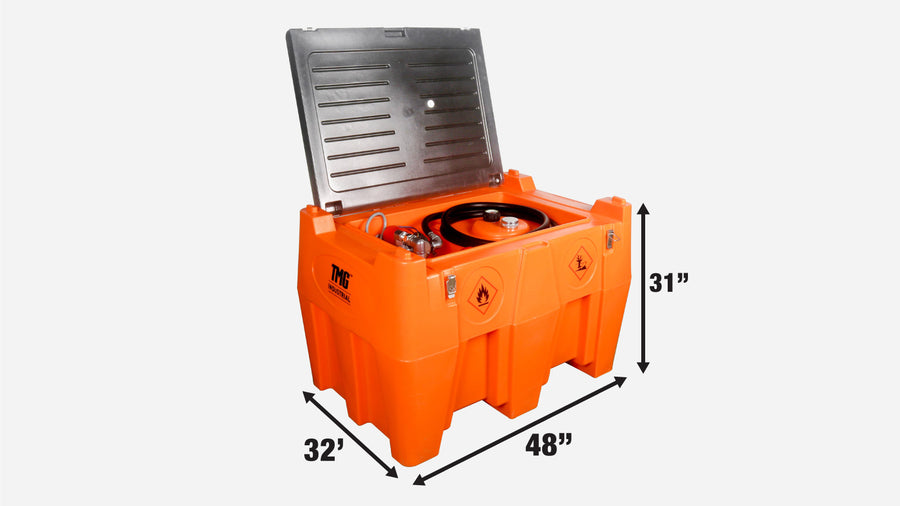 116 Gallon Diesel Poly Fuel Tank, Ratchet Strap Recesses, 15 GPM Fuel Pump, Lockable Lid, Reinforced Single Wall Design, TMG-DFT116