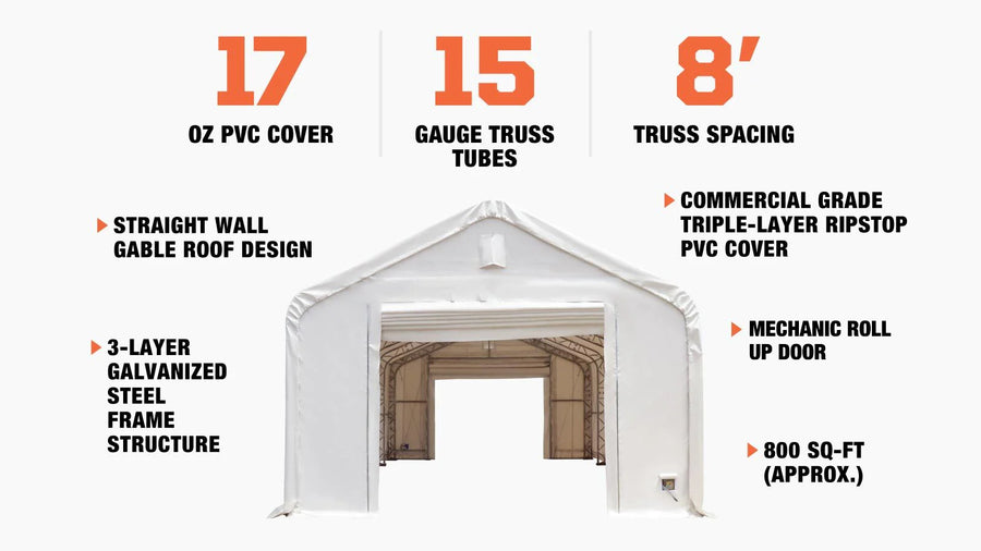 TMG Heavy Series™ 20' x 40' Dual Truss Storage Shelter with Heavy Duty 17 oz PVC Cover & Drive Through Doors TMG-DT2041-PRO
