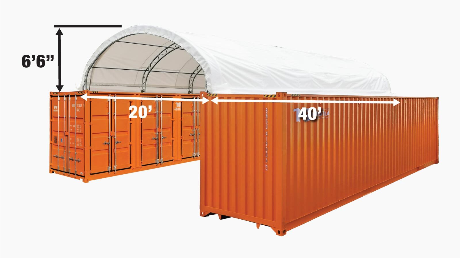 TMG Industrial Pro Series 20' x 40' Dual Truss Container Shelter with Heavy Duty 17 oz PVC Cover, TMG-DT2041CV (Previously DT2040CV)-specifications-image