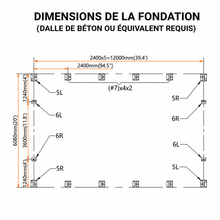TMG-DT2041-PRO – dimensions de la fondation (français)