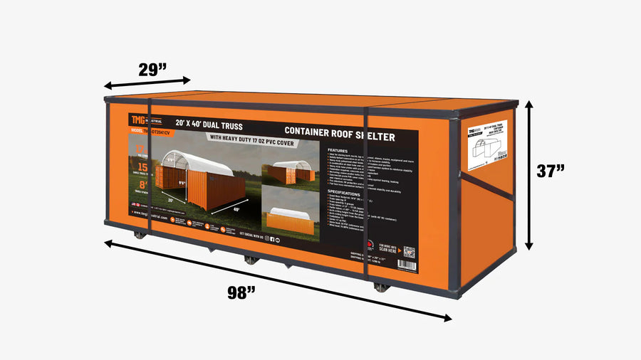 TMG Heavy Series™ 20' x 40' Dual Truss Container Shelter with Heavy Duty 17 oz PVC Cover, TMG-DT2041CV (Previously DT2040CV)