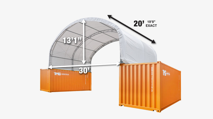 30' x 20' Dual Truss Container Shelter with Heavy Duty 17 oz PVC Cover, TMG-DT3020C
