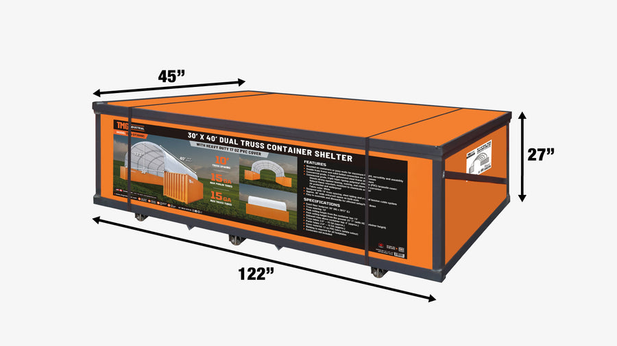 30' x 40' Dual Truss Container Shelter with Heavy Duty 17 oz PVC Cover, TMG-DT3040C
