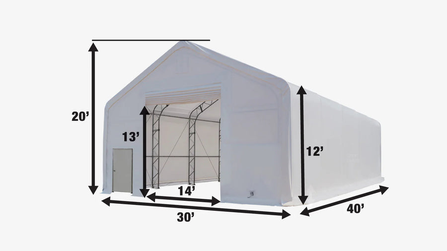 30' x 40' Dual Truss Storage Shelter with Heavy Duty 17 oz PVC Cover TMG-DT3042(Previously TMG-DT3041)