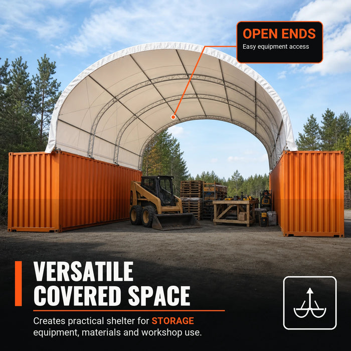 Abri conteneur à double ferme 40' x 20' avec bâche en PVC robuste de 21 oz, TMG-DT4022C-V2