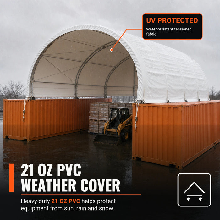 Abri conteneur à double ferme 40' x 20' avec bâche en PVC robuste de 21 oz, TMG-DT4022C-V2