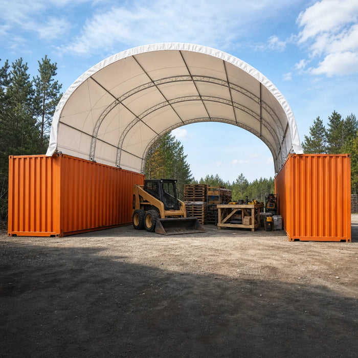 Abri conteneur à double ferme 40' x 20' avec bâche en PVC robuste de 21 oz, TMG-DT4022C-V2