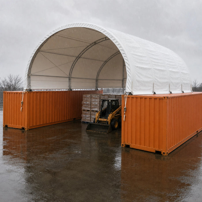 Abri conteneur à double ferme 40' x 20' avec bâche en PVC robuste de 21 oz, TMG-DT4022C-V2