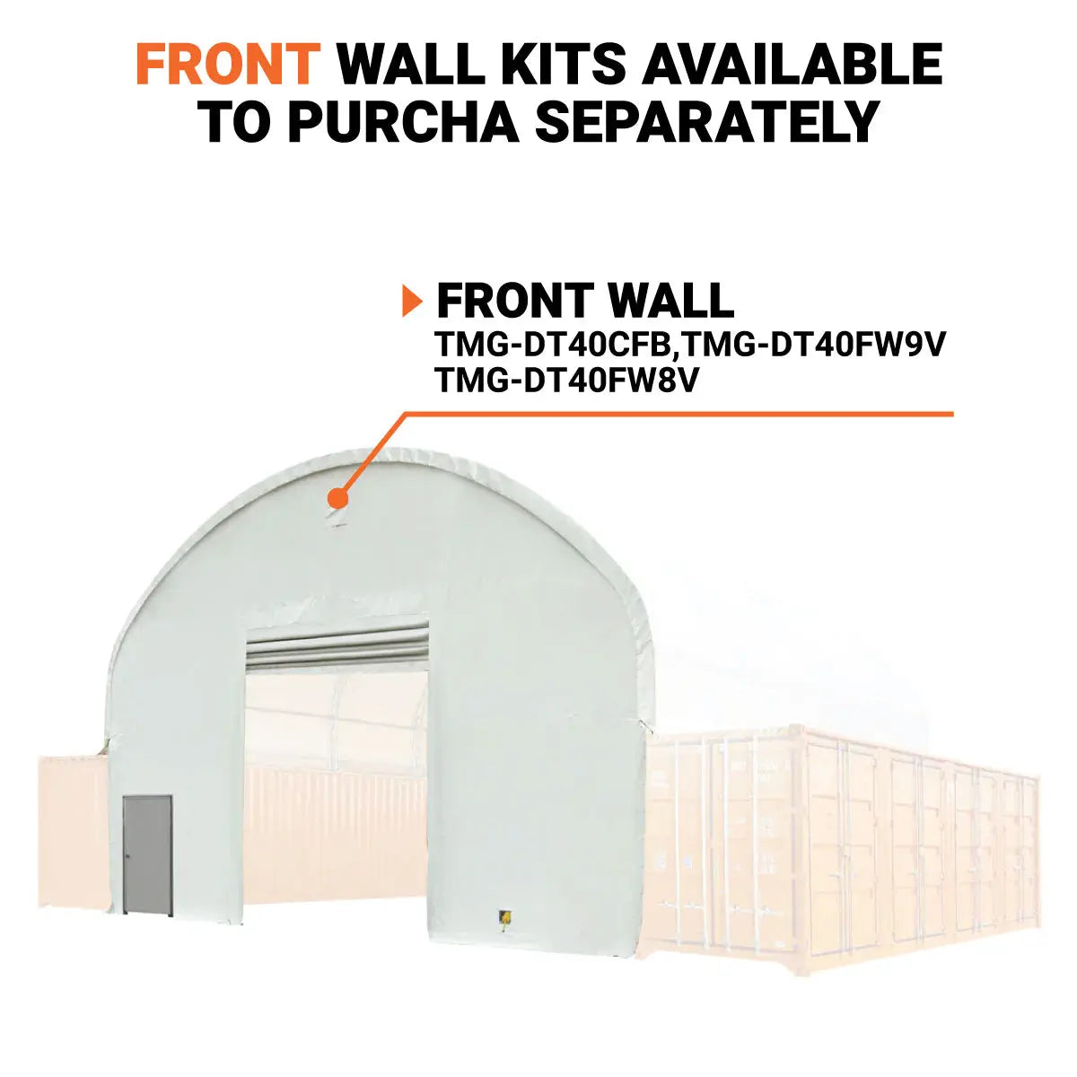 40' x 40' Dual Truss Container Shelter with Heavy Duty 21 oz PVC Cover, Enclosed End Wall & Front Drop, TMG-DT4041CF (Previously DT4040CF) - TMG Industrial