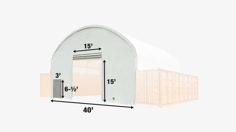 TMG Industrial Kit de murs avant et arrière, coupe personnalisée pour TMG-DT4041C Abri de conteneur à double treillis, porte enroulable à treuil avant, porte d'homme en acier, PVC 21 oz, TMG-DT40CFB