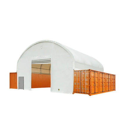 TMG Industrial 40' x 40' Abri pour conteneur à double treillis avec couverture en PVC robuste de 21 oz, parois d'extrémité avant et arrière entièrement fermées, TMG-DT4041CG