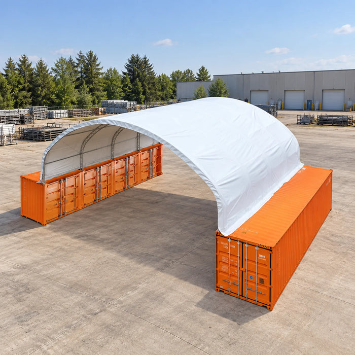 40' x 40' Dual Truss Container Shelter with Heavy Duty 21 oz PVC Cover, TMG-DT4041C (Previously DT4040C)