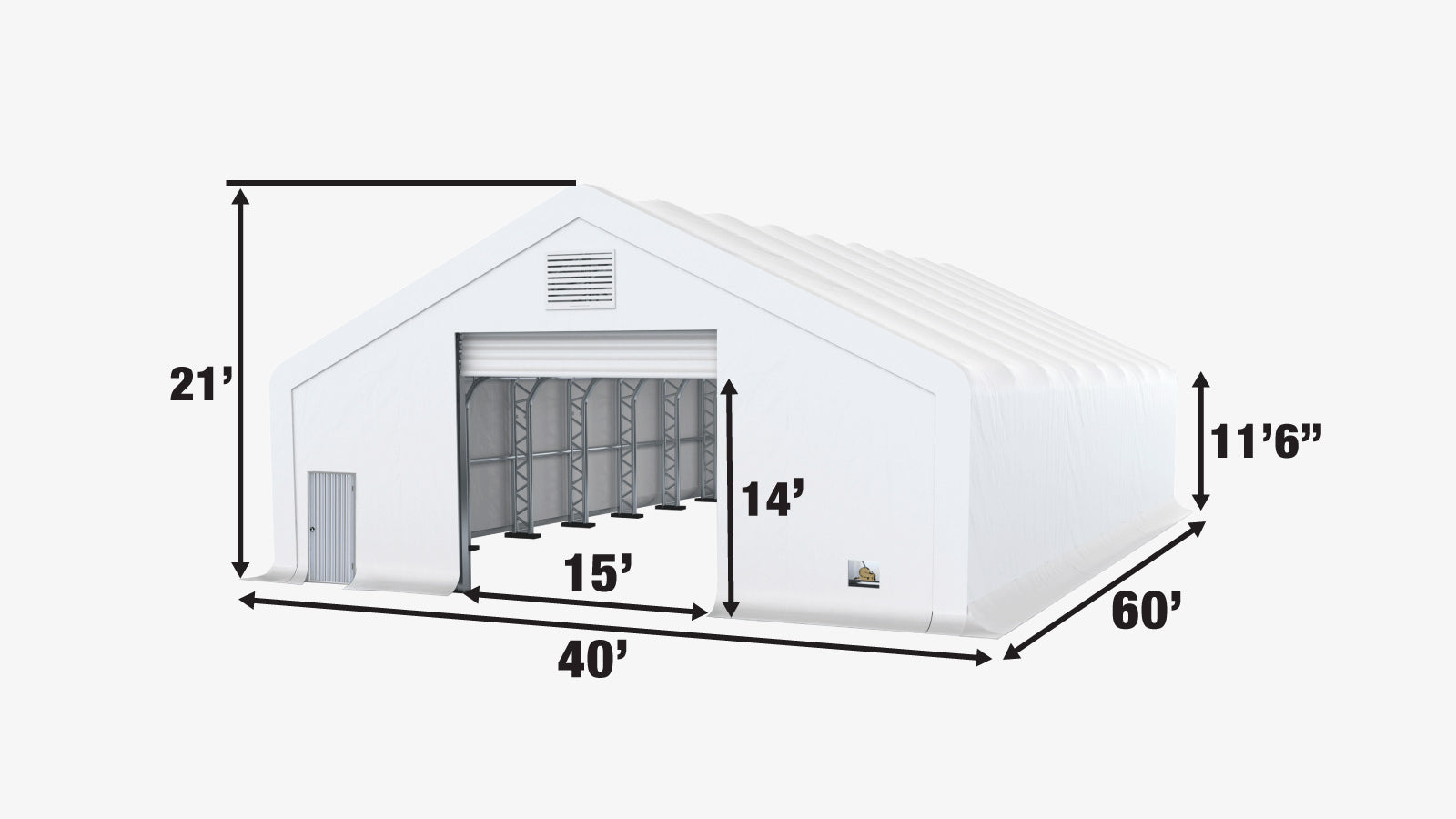 <tc>TMG Industrial Pro Series 40' x 60' Dual Truss Storage Shelter with Heavy Duty 21 oz PVC Cover & Drive Through Doors, TMG-DT4063-PRO (anciennement TMG-DT4060-PRO)</tc>-specifications-image