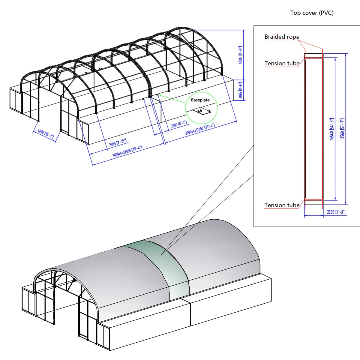 Connection Kit for Connecting Two TMG 40’ Wide Container Shelters, TMG-DT40CNT