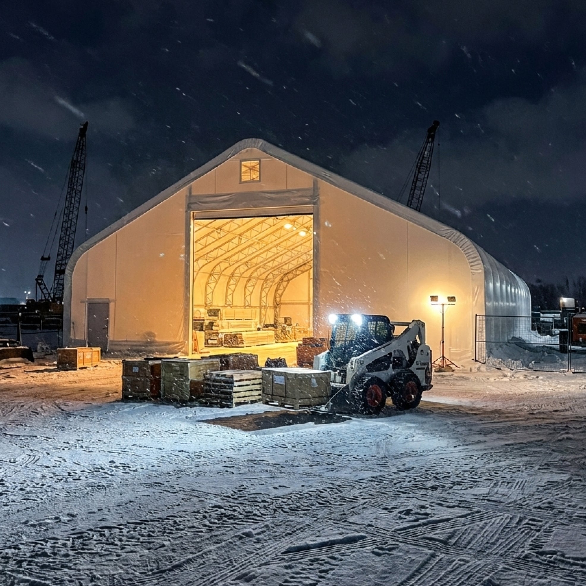 Pro Series 50' x 100' Dual Truss Storage Shelter with Heavy Duty 32 oz PVC Cover & Drive Through Doors, TMG-DT50100-PRO TMG Industrial