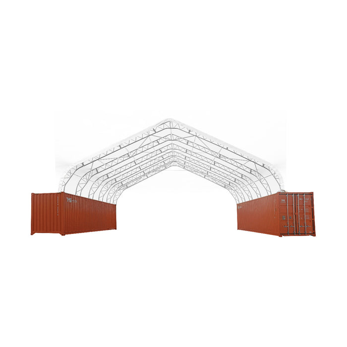 Snow Series 50' x 40' Dual Truss Container Shelter with 32 oz PVC Cover, 35 PSF Snow Load, Engineering Drawings, TMG-DT5040C-SR35