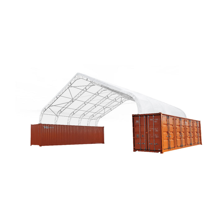 Snow Series 50' x 40' Dual Truss Container Shelter with 32 oz PVC Cover, 25 PSF Snow Load, Engineering Drawings, TMG-DTE5040C-SR25