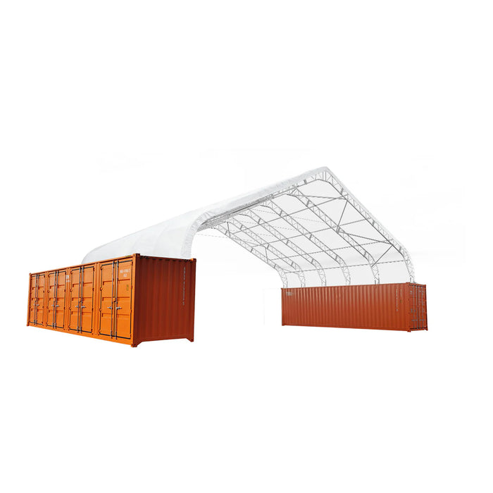 Snow Series™ 40' x 40' Dual Truss Container Shelter, 35 PSF Snow Load Rated, Engineering Drawing, Heavy Duty 21 oz PVC Cover, TMG-DTE4040C-SR35