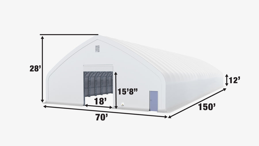 TMG Heavy Series™ 70' x 150' Dual Truss Storage Shelter with Heavy Duty 32 oz PVC Cover & Drive Through Doors, TMG-DT70150-PRO