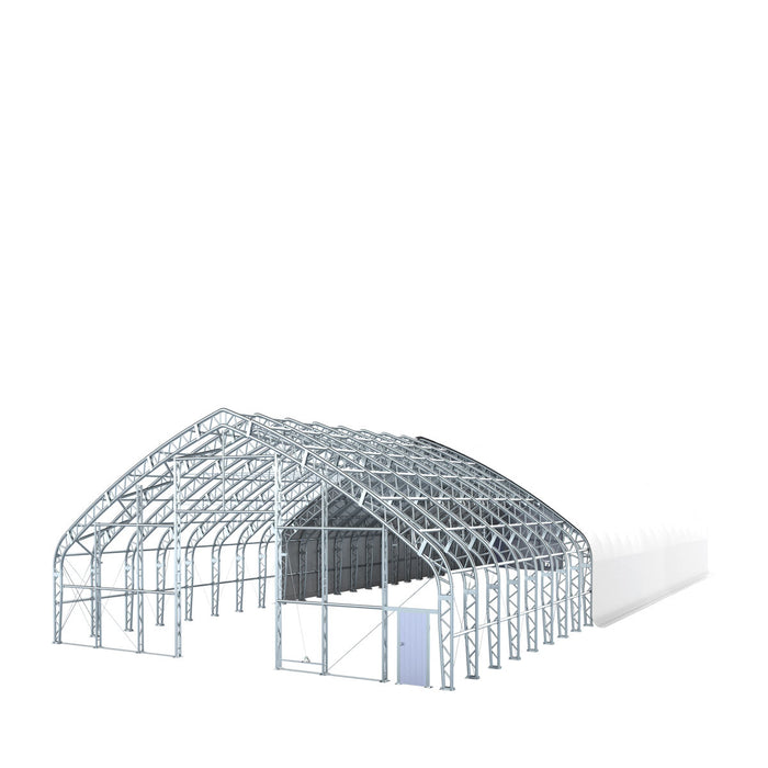 TMG Industrial Pro Series 70' x 150' Dual Truss Storage Shelter with Heavy Duty 32 oz PVC Cover & Drive Through Doors, TMG-DT70150-PRO