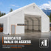 Snow Series 40' x 40' Dual Truss Storage Shelter featuring steel personnel door access
