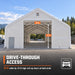 Snow Series 40' x 40' Dual Truss Storage Shelter front view showing drive-through opening