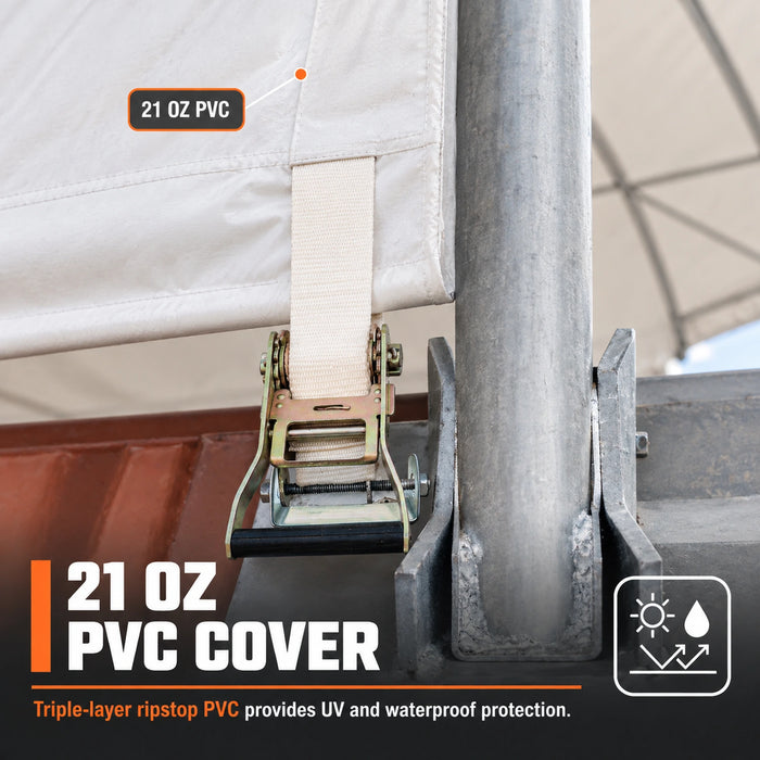 Snow Series™ 40' x 40' Dual Truss Container Shelter, 25 PSF Snow Load Rated, Engineering Drawing, Heavy Duty 21 oz PVC Cover, TMG-DTE4040C-SR25