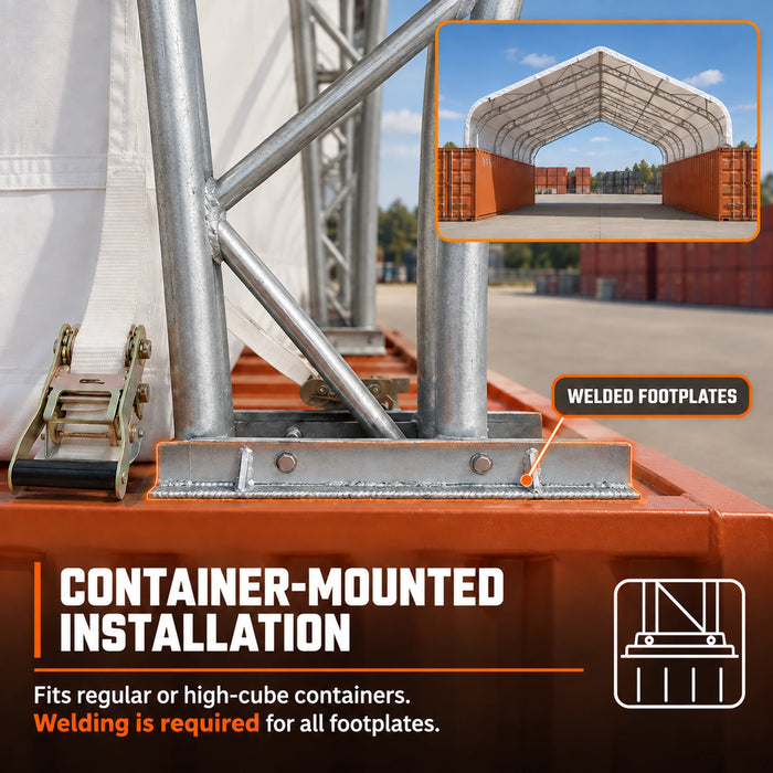 Snow Series™ 40' x 40' Dual Truss Container Shelter, 35 PSF Snow Load Rated, Engineering Drawing, Heavy Duty 21 oz PVC Cover, TMG-DTE4040C-SR35