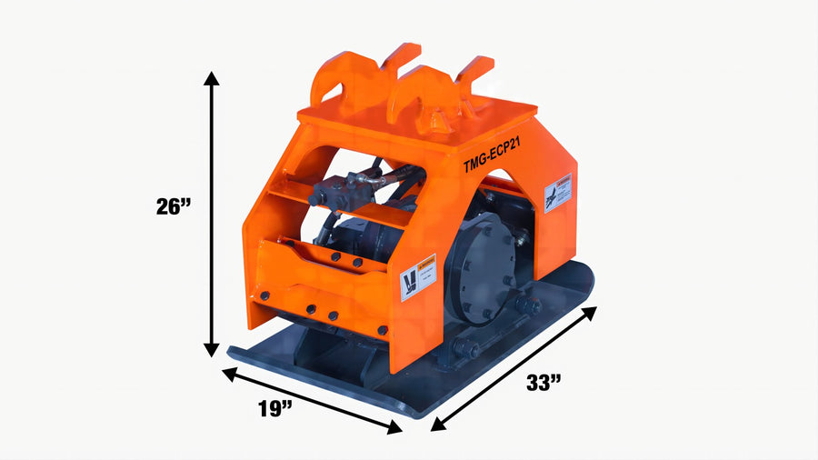 8,800-lb Hydraulic Plate Compactor for 2-4 Ton Mini Excavators – 19" Compaction Capacity TMG-ECP21