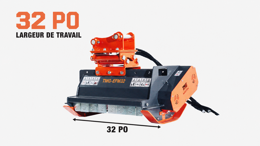 Tondeuse à fléaux à brosse pour excavatrice TMG Industrial 32 ", transporteur de 3 à 5 tonnes, 10-16 GPM, TMG-EFM32