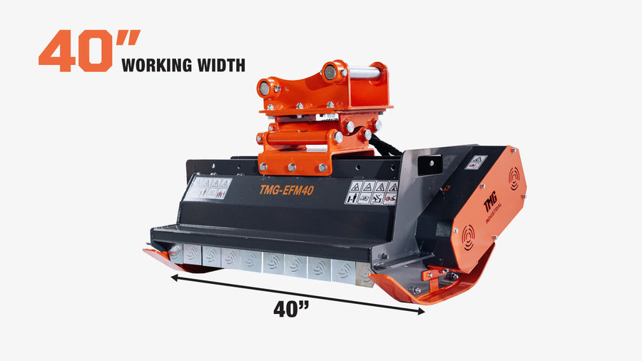 40" Excavator Brush Flail Mower, 6 to 8-ton Carrier, 16-21 GPM, TMG-EFM40