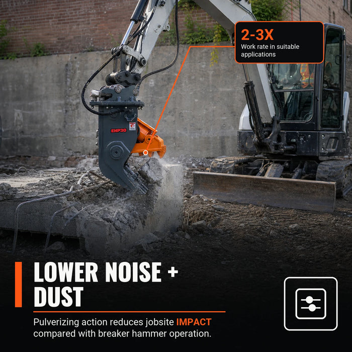 Hydraulic Pulverizer for 4-8 Ton Excavators, 30 Ton Crushing Force, Concrete Crusher, Rebar Cutting Jaw, TMG-EHP30