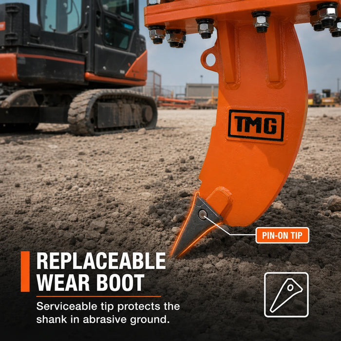 3" Excavator Ripper for 10-18 Ton Excavators, Replaceable Boot, Single Shank for Frozen and Compacted Ground, Quick Change, TMG-ERP18